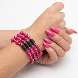 Magentic Pink Beaded Bracelet
